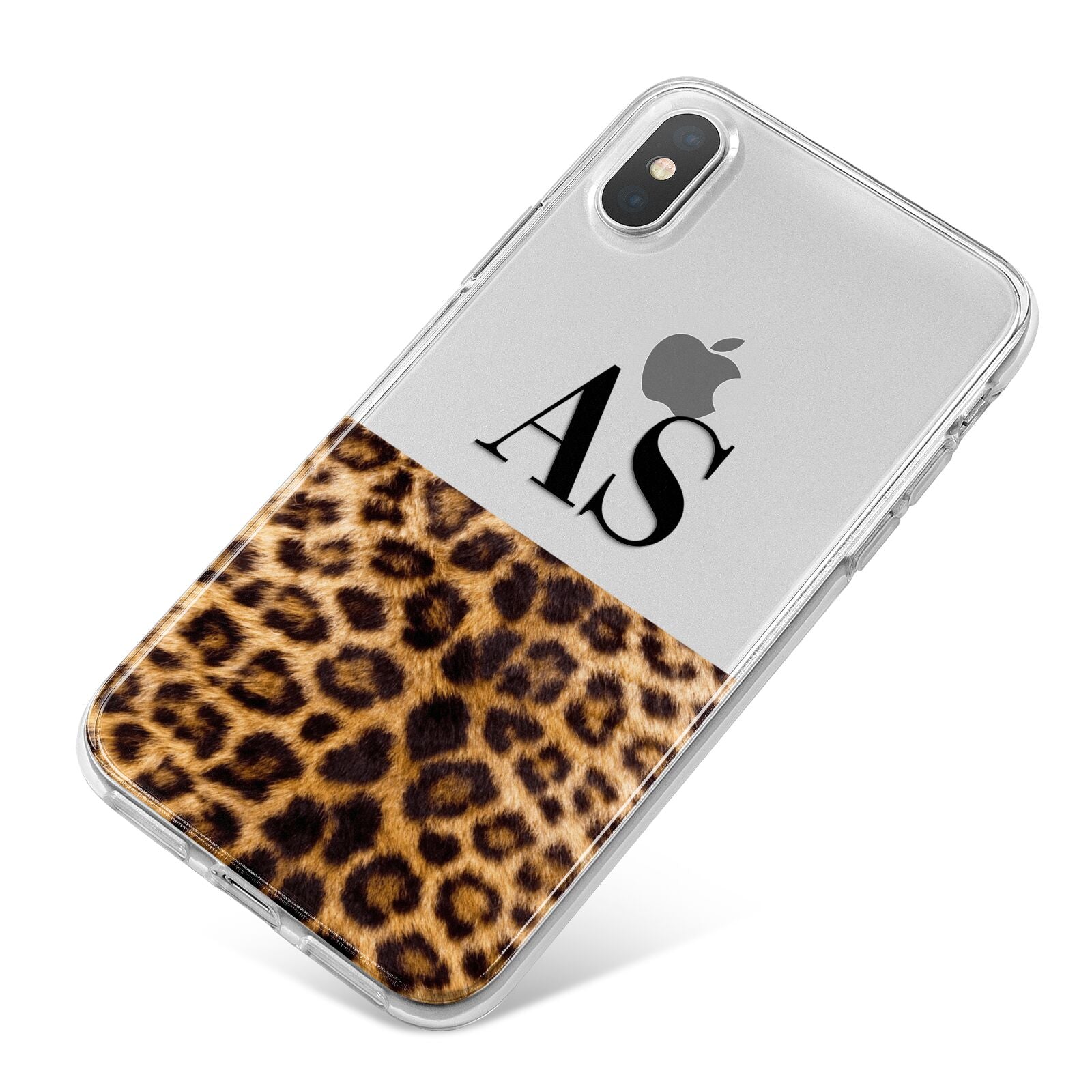 Initialled Leopard Print iPhone X Bumper Case on Silver iPhone