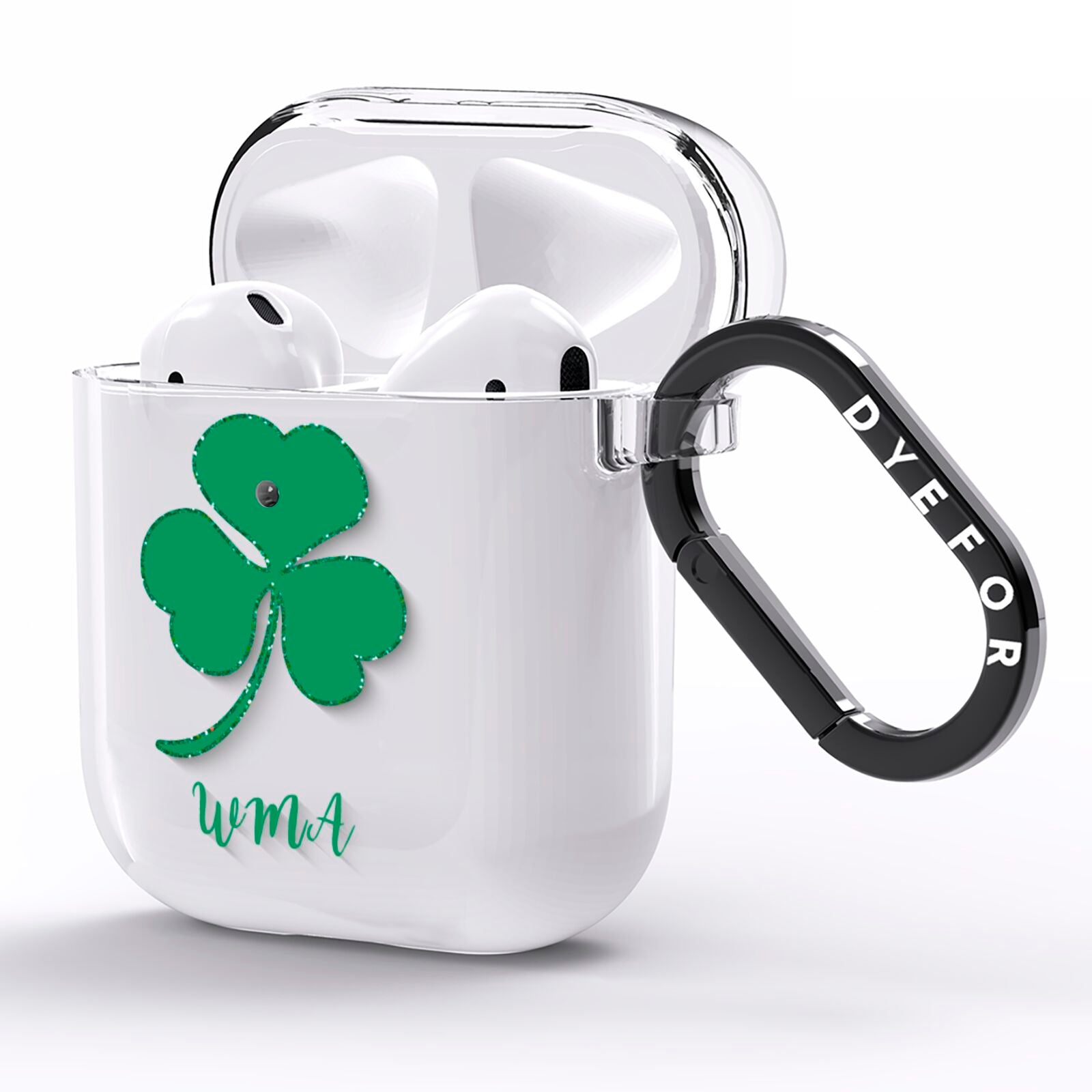 Initialled Shamrock Custom AirPods Clear Case Side Image