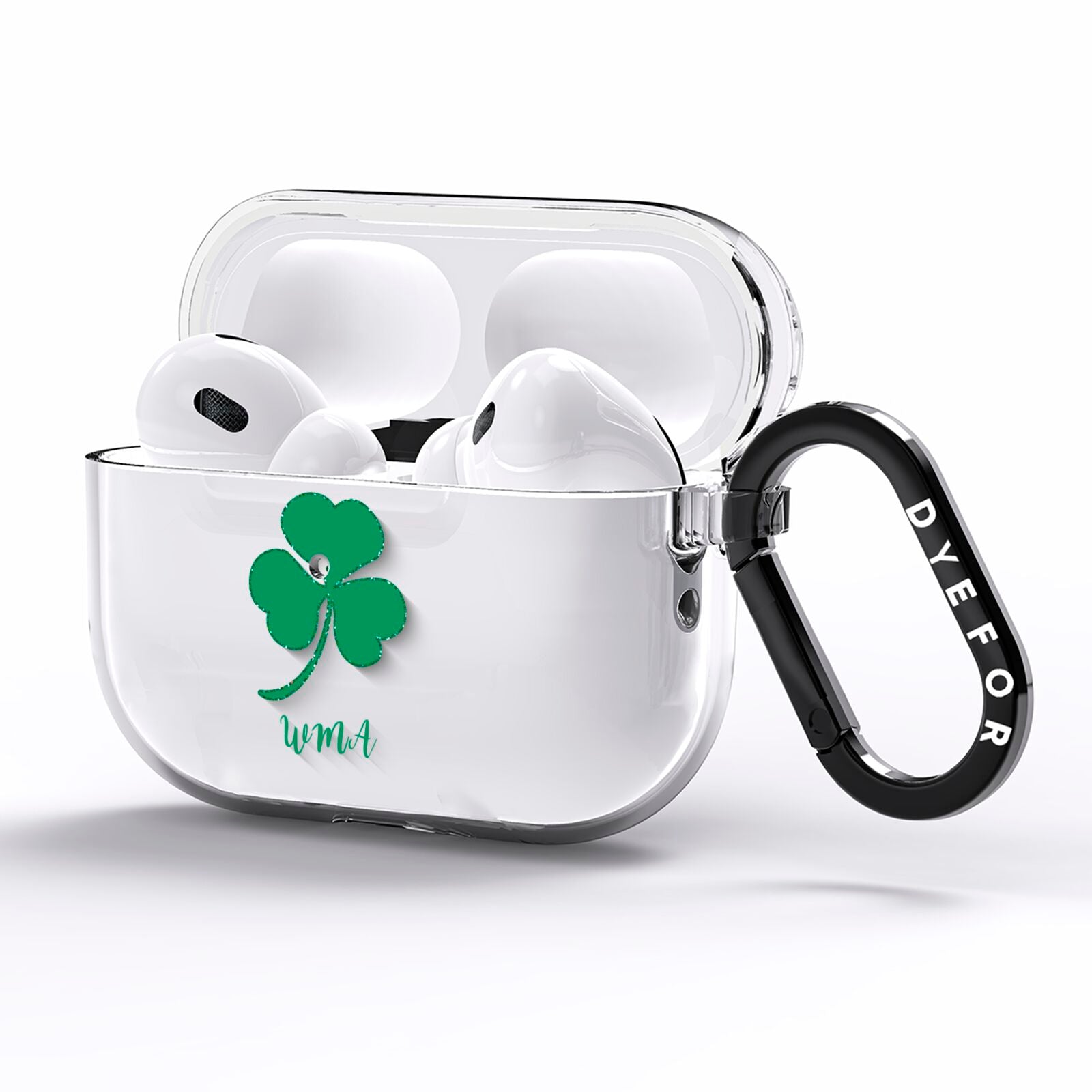 Initialled Shamrock Custom AirPods Pro Clear Case Side Image