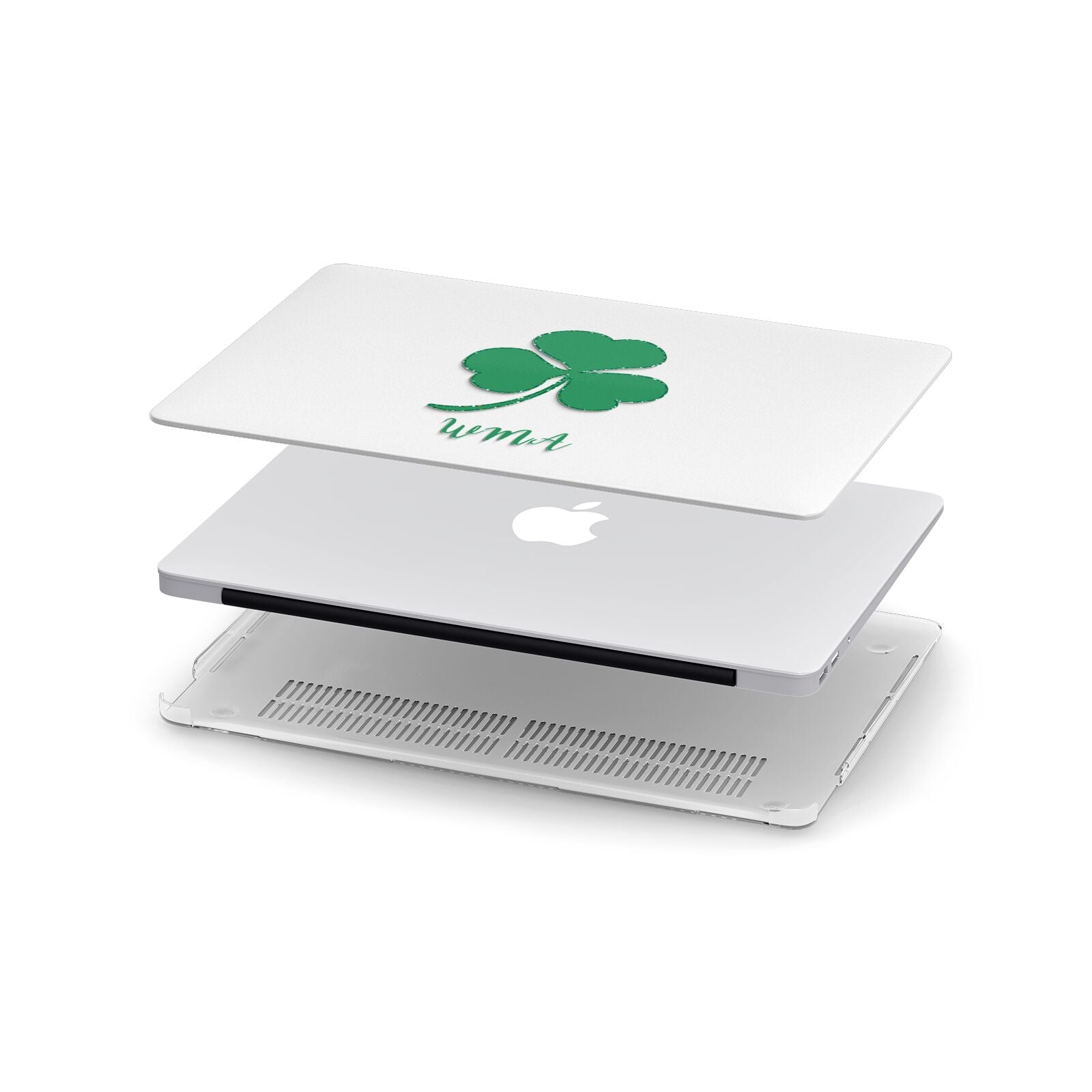 Initialled Shamrock Custom Apple MacBook Case in Detail