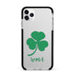 Initialled Shamrock Custom Apple iPhone 11 Pro Max in Silver with Black Impact Case