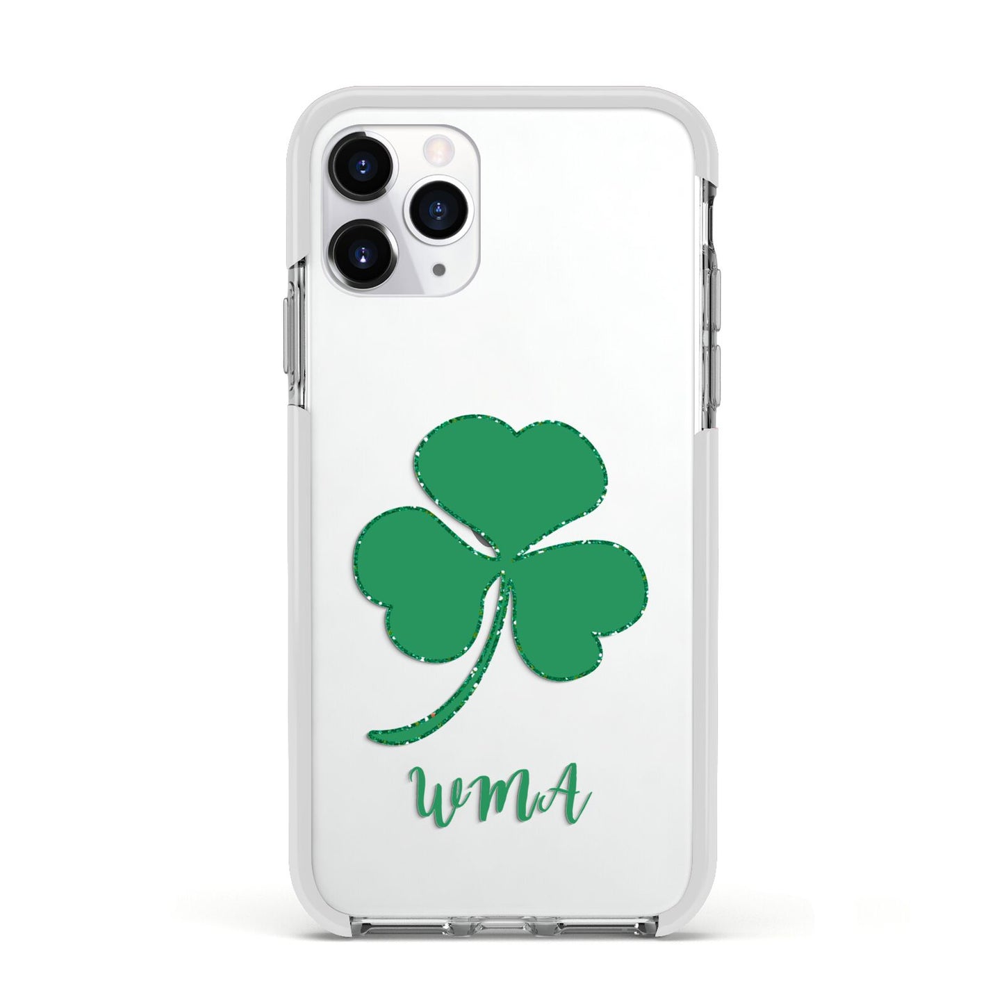 Initialled Shamrock Custom Apple iPhone 11 Pro in Silver with White Impact Case