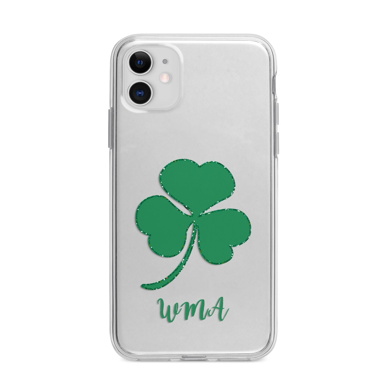 Initialled Shamrock Custom Apple iPhone 11 in White with Bumper Case