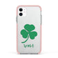 Initialled Shamrock Custom Apple iPhone 11 in White with Pink Impact Case