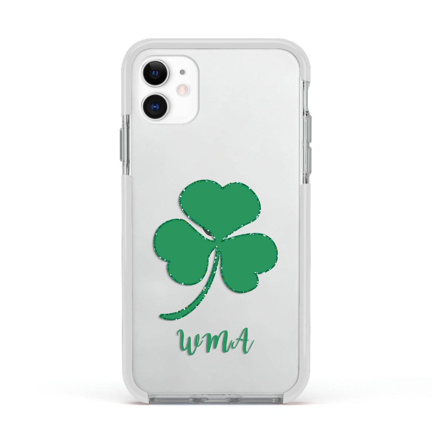 Initialled Shamrock Custom Apple iPhone 11 in White with White Impact Case