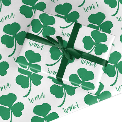Initialled Shamrock Custom Custom Wrapping Paper