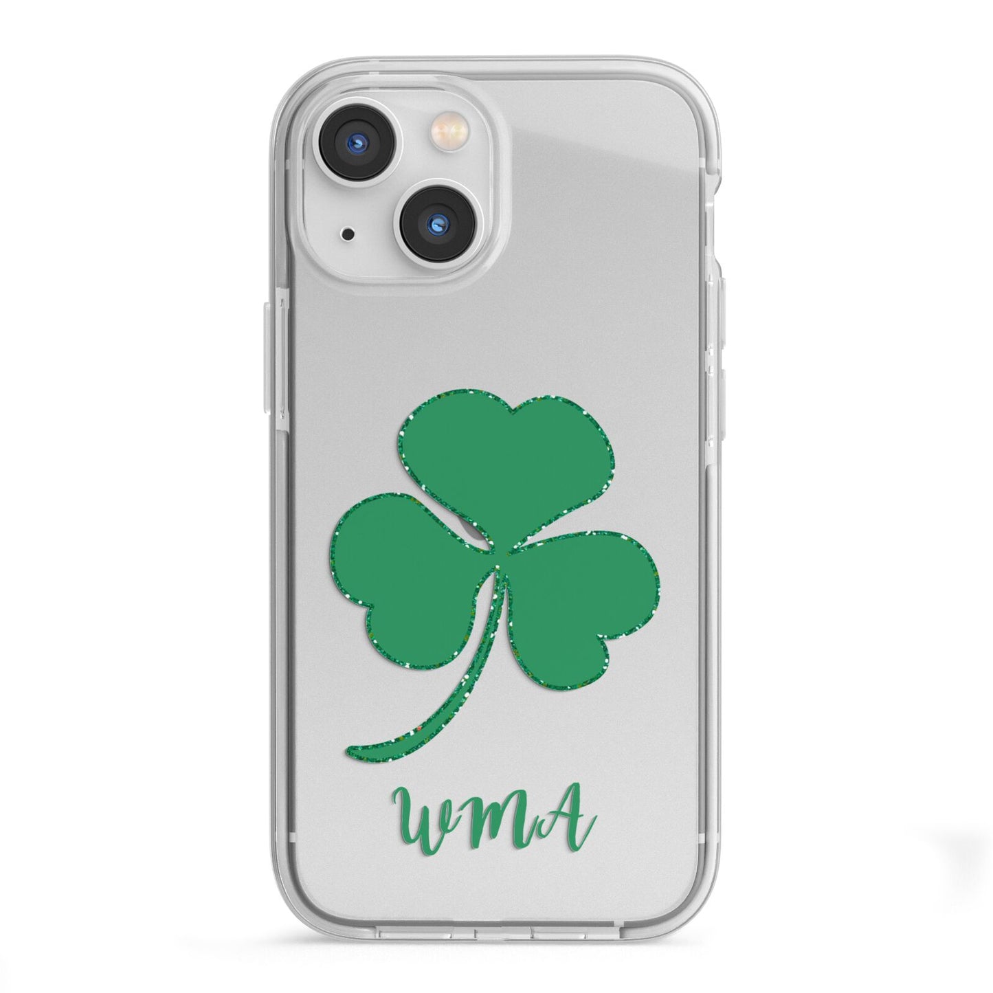 Initialled Shamrock Custom iPhone 13 Mini TPU Impact Case with White Edges