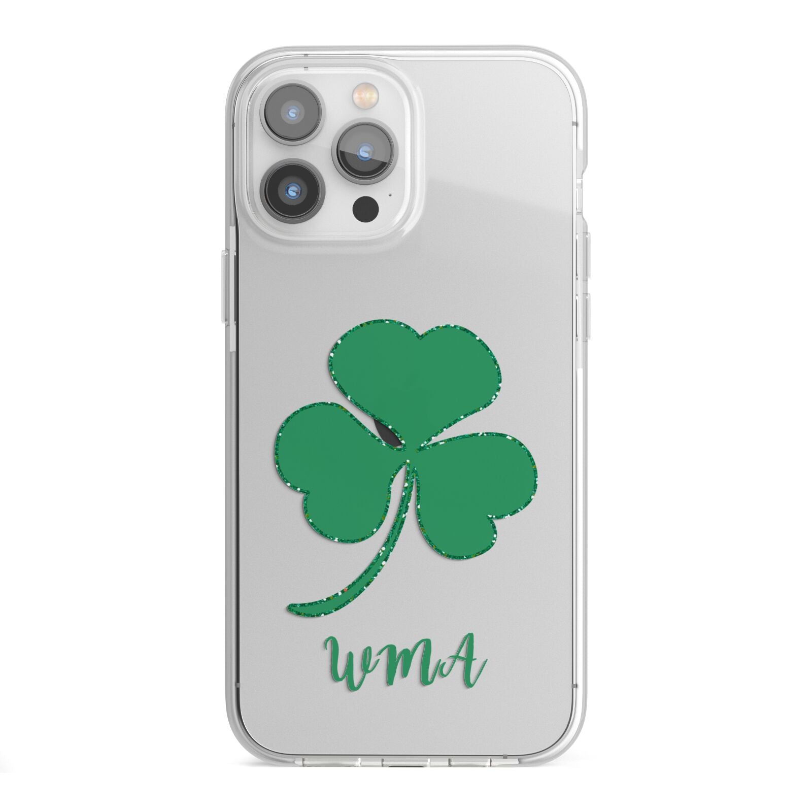 Initialled Shamrock Custom iPhone 13 Pro Max TPU Impact Case with White Edges