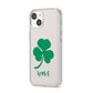 Initialled Shamrock Custom iPhone 14 Clear Tough Case Starlight Angled Image