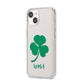 Initialled Shamrock Custom iPhone 14 Clear Tough Case Starlight Angled Image