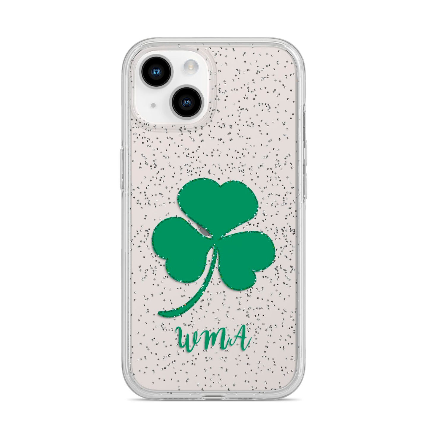 Initialled Shamrock Custom iPhone 14 Glitter Tough Case Starlight