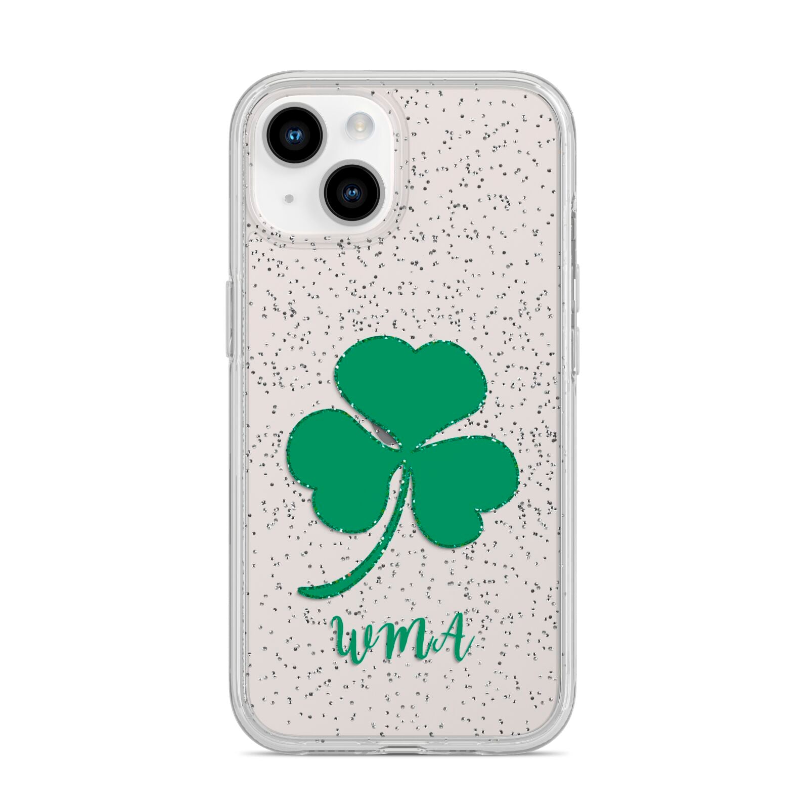 Initialled Shamrock Custom iPhone 14 Glitter Tough Case Starlight