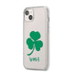 Initialled Shamrock Custom iPhone 14 Plus Clear Tough Case Starlight Angled Image