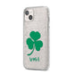 Initialled Shamrock Custom iPhone 14 Plus Glitter Tough Case Starlight Angled Image