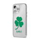 Initialled Shamrock Custom iPhone 14 Pro Max Clear Tough Case Silver Angled Image