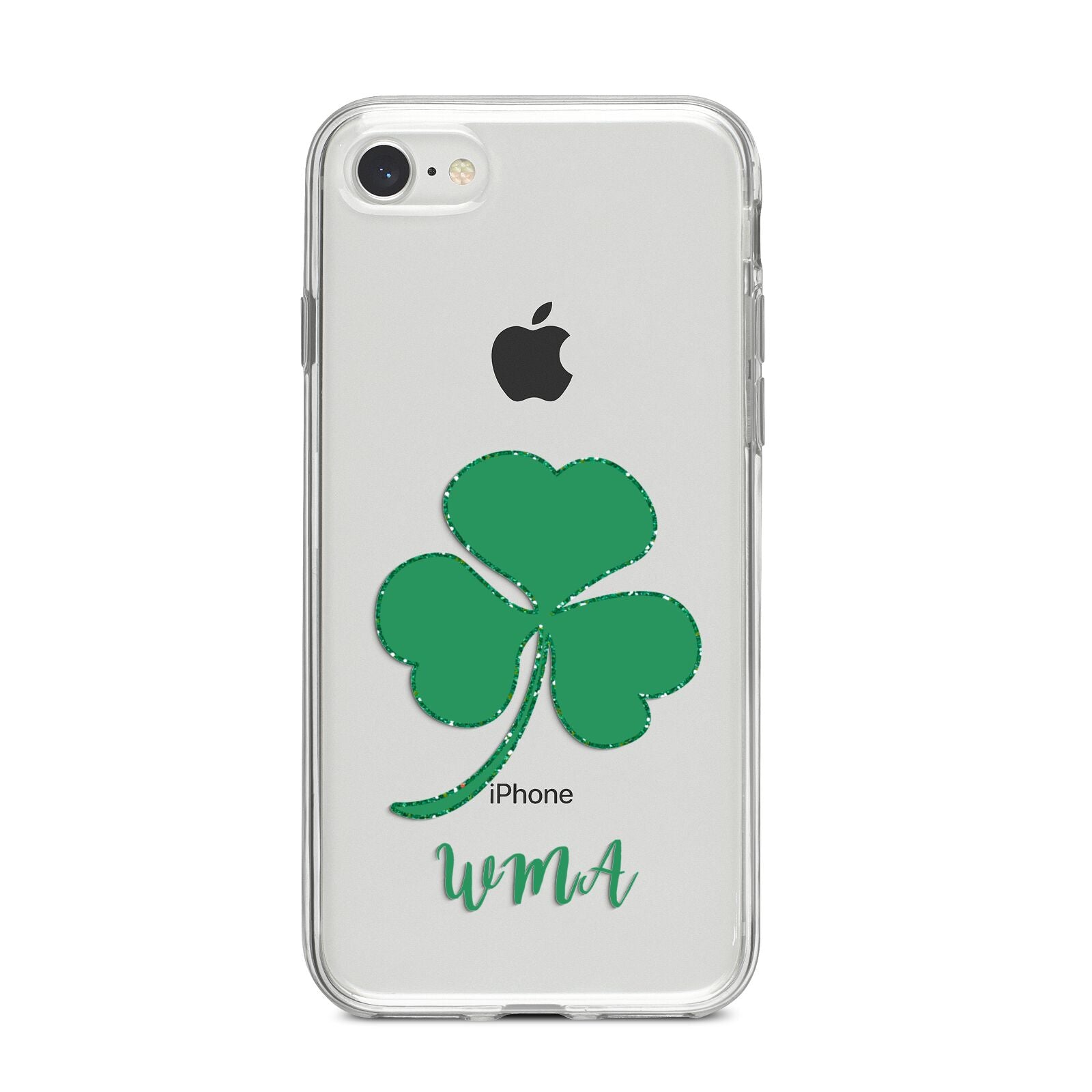 Initialled Shamrock Custom iPhone 8 Bumper Case on Silver iPhone