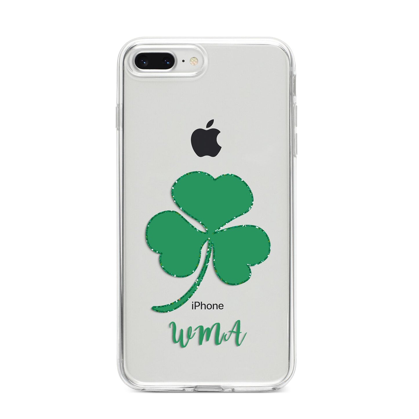 Initialled Shamrock Custom iPhone 8 Plus Bumper Case on Silver iPhone