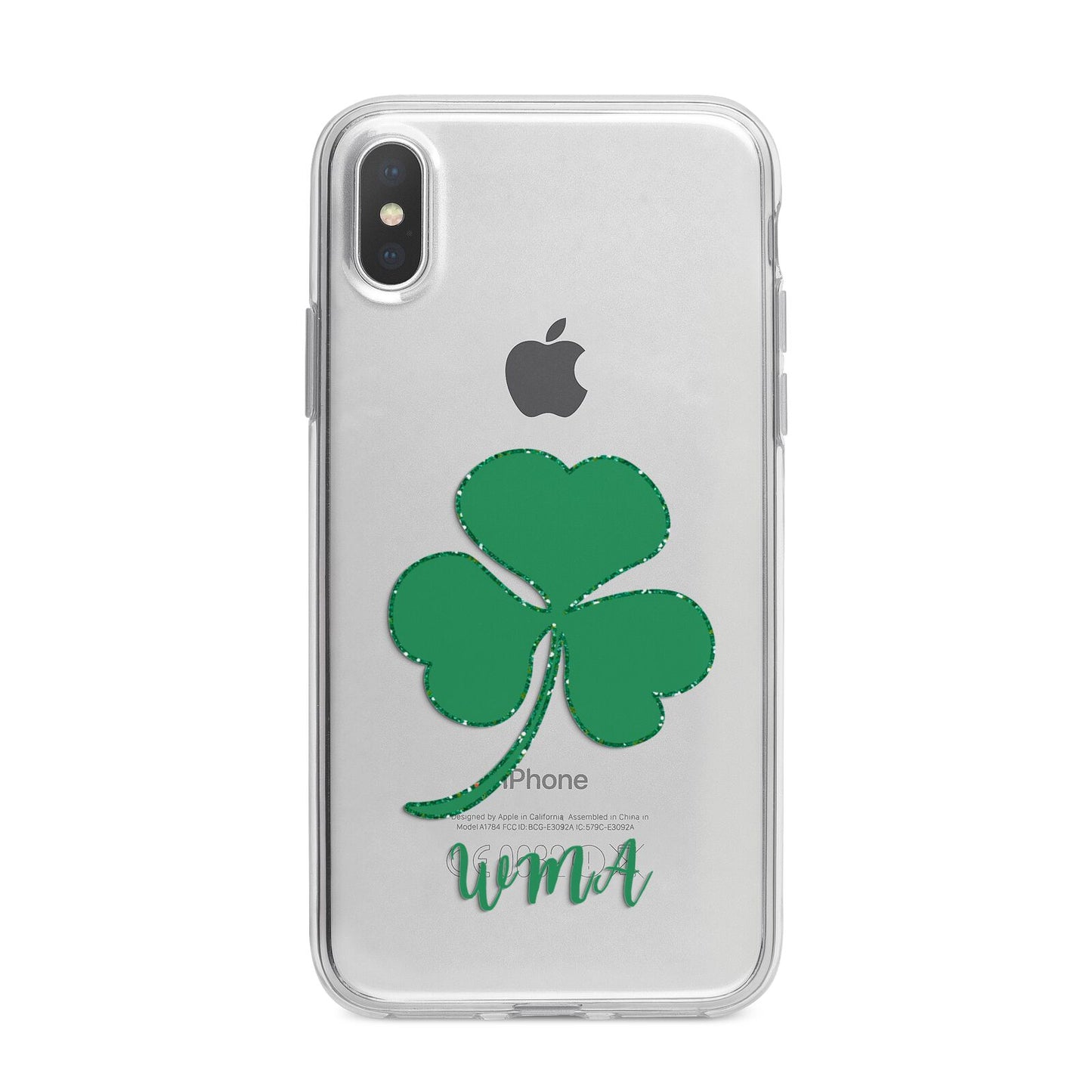 Initialled Shamrock Custom iPhone X Bumper Case on Silver iPhone Alternative Image 1