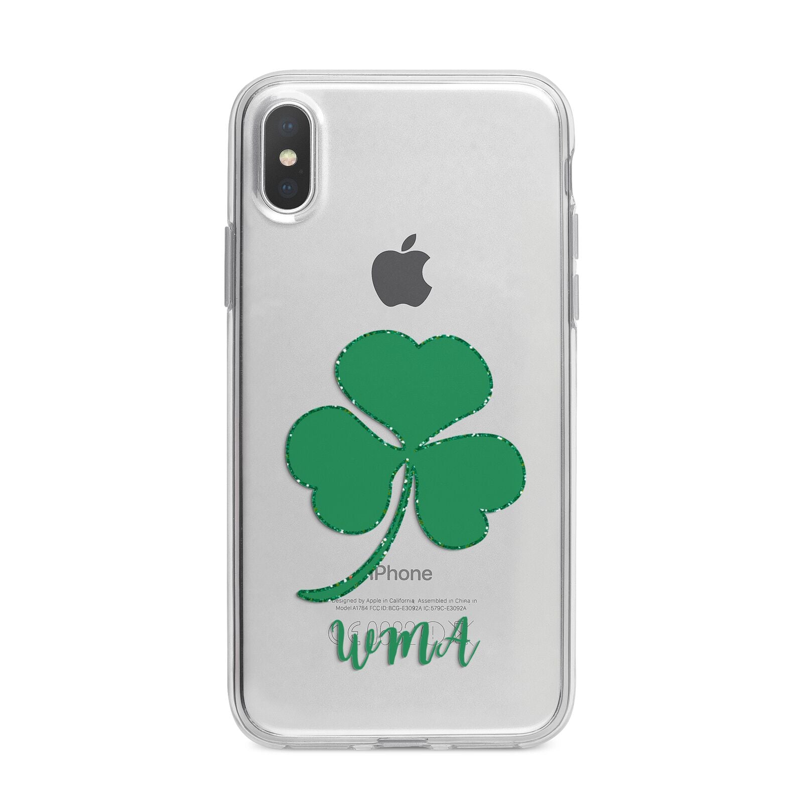 Initialled Shamrock Custom iPhone X Bumper Case on Silver iPhone Alternative Image 1