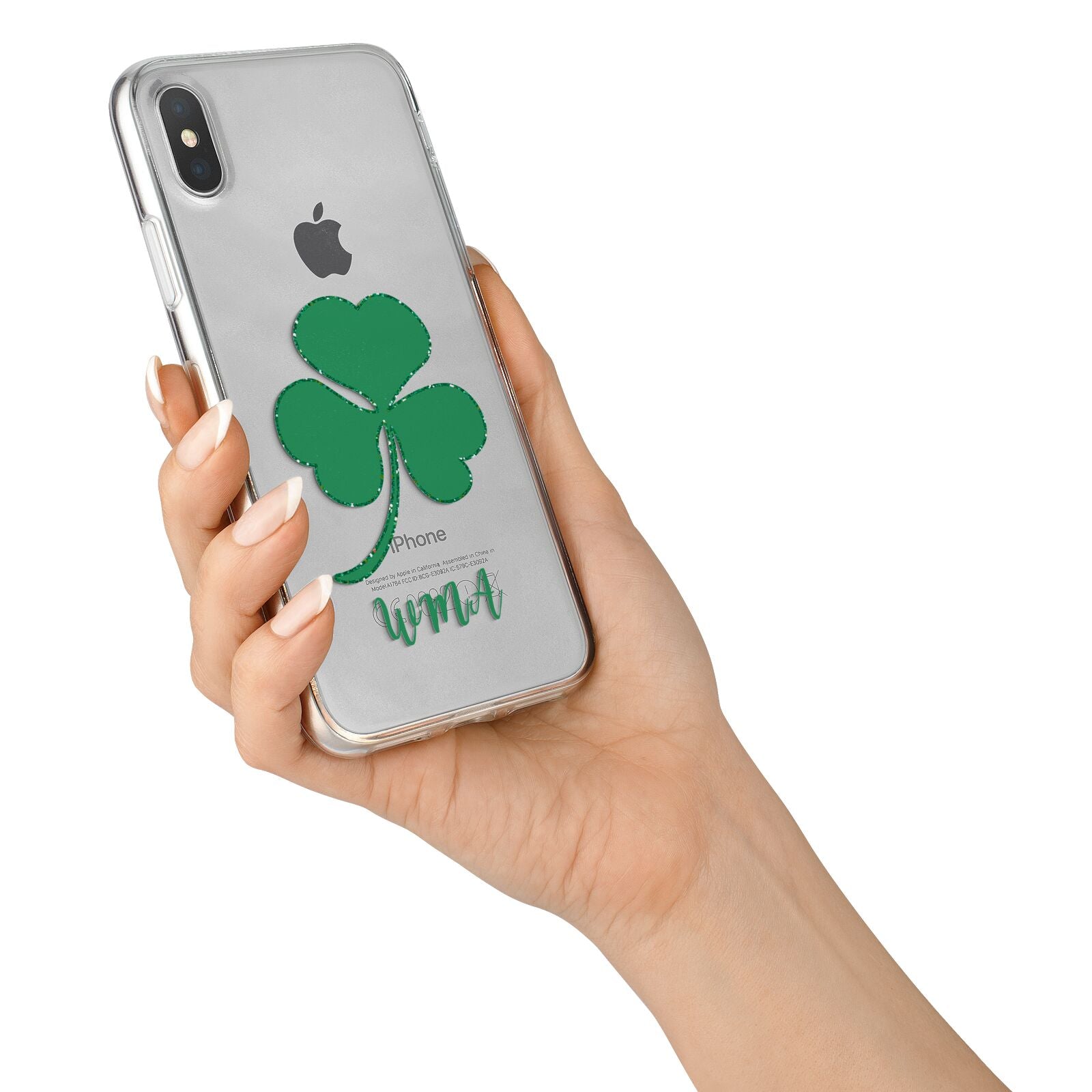 Initialled Shamrock Custom iPhone X Bumper Case on Silver iPhone Alternative Image 2
