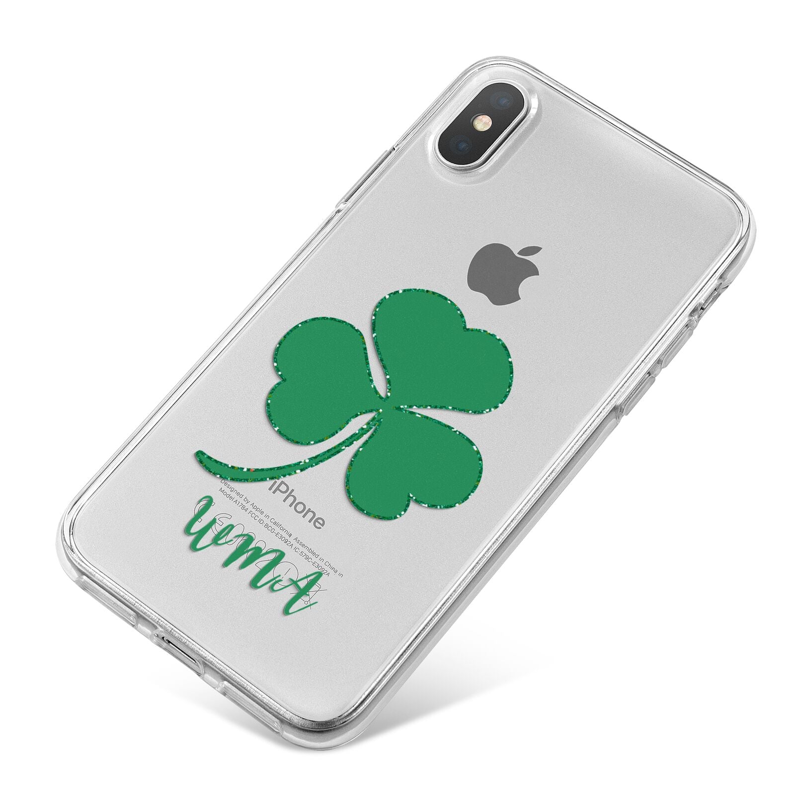 Initialled Shamrock Custom iPhone X Bumper Case on Silver iPhone