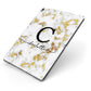 Initialled White Gold Marble with Name Apple iPad Case on Grey iPad Side View