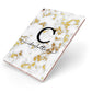 Initialled White Gold Marble with Name Apple iPad Case on Rose Gold iPad Side View