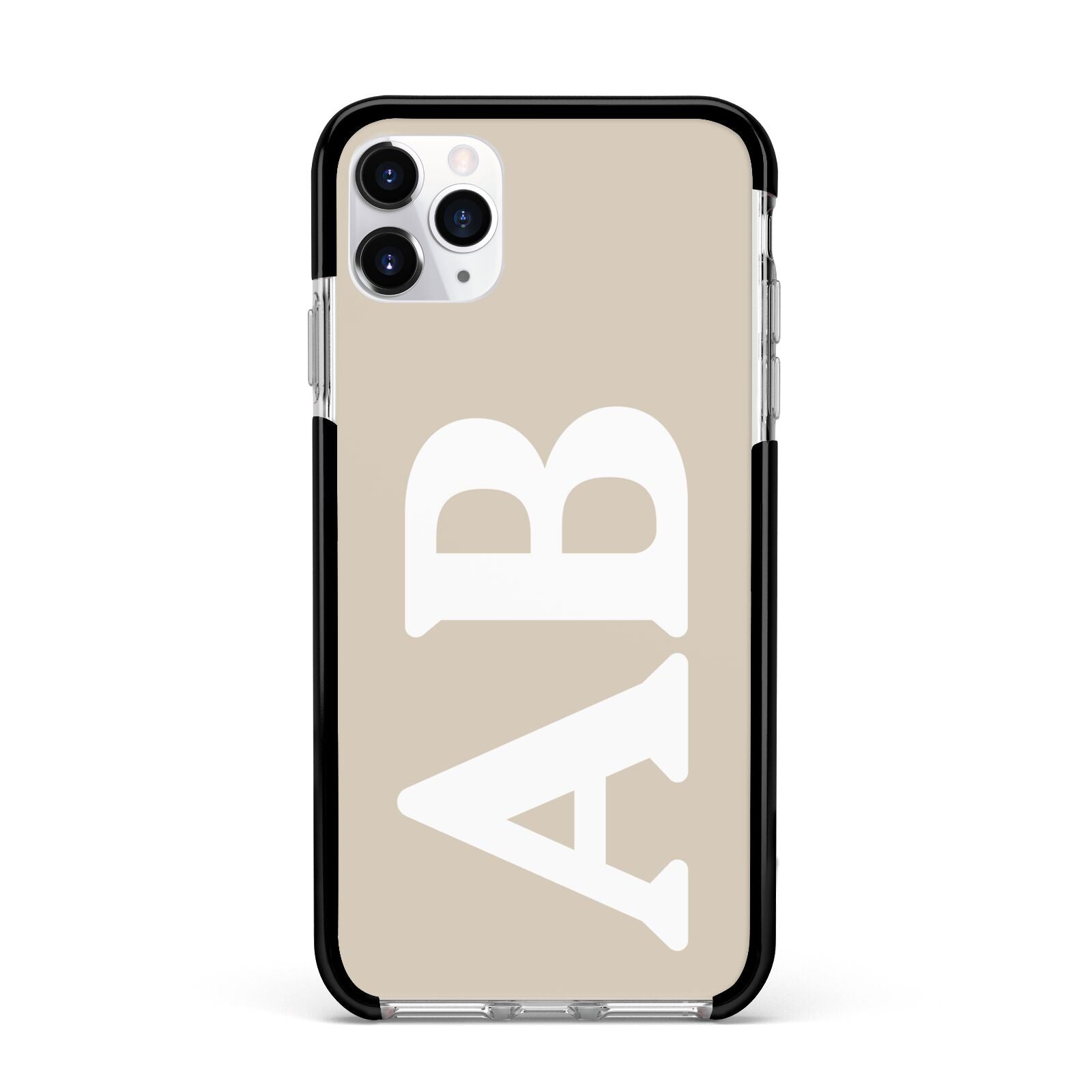 Initials Apple iPhone 11 Pro Max in Silver with Black Impact Case