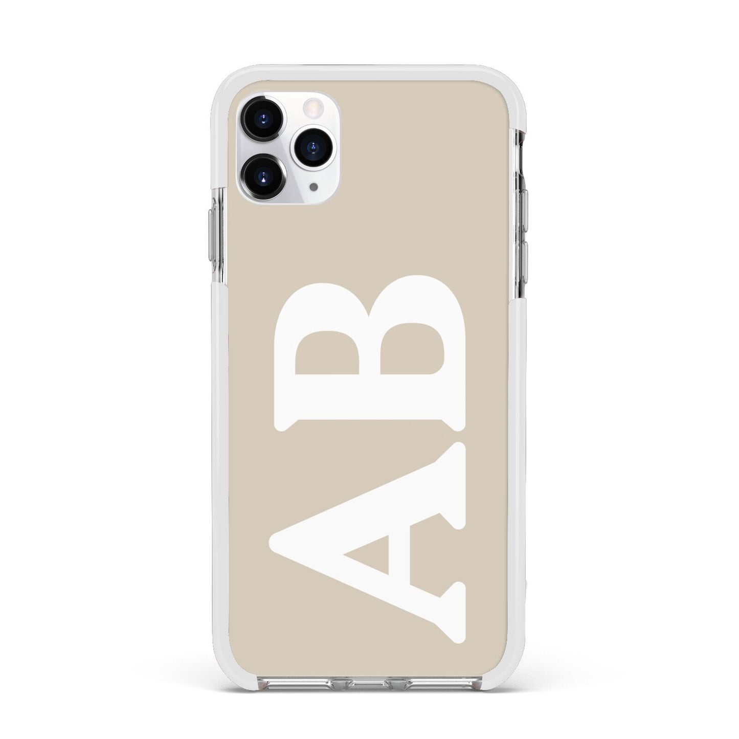 Initials Apple iPhone 11 Pro Max in Silver with White Impact Case