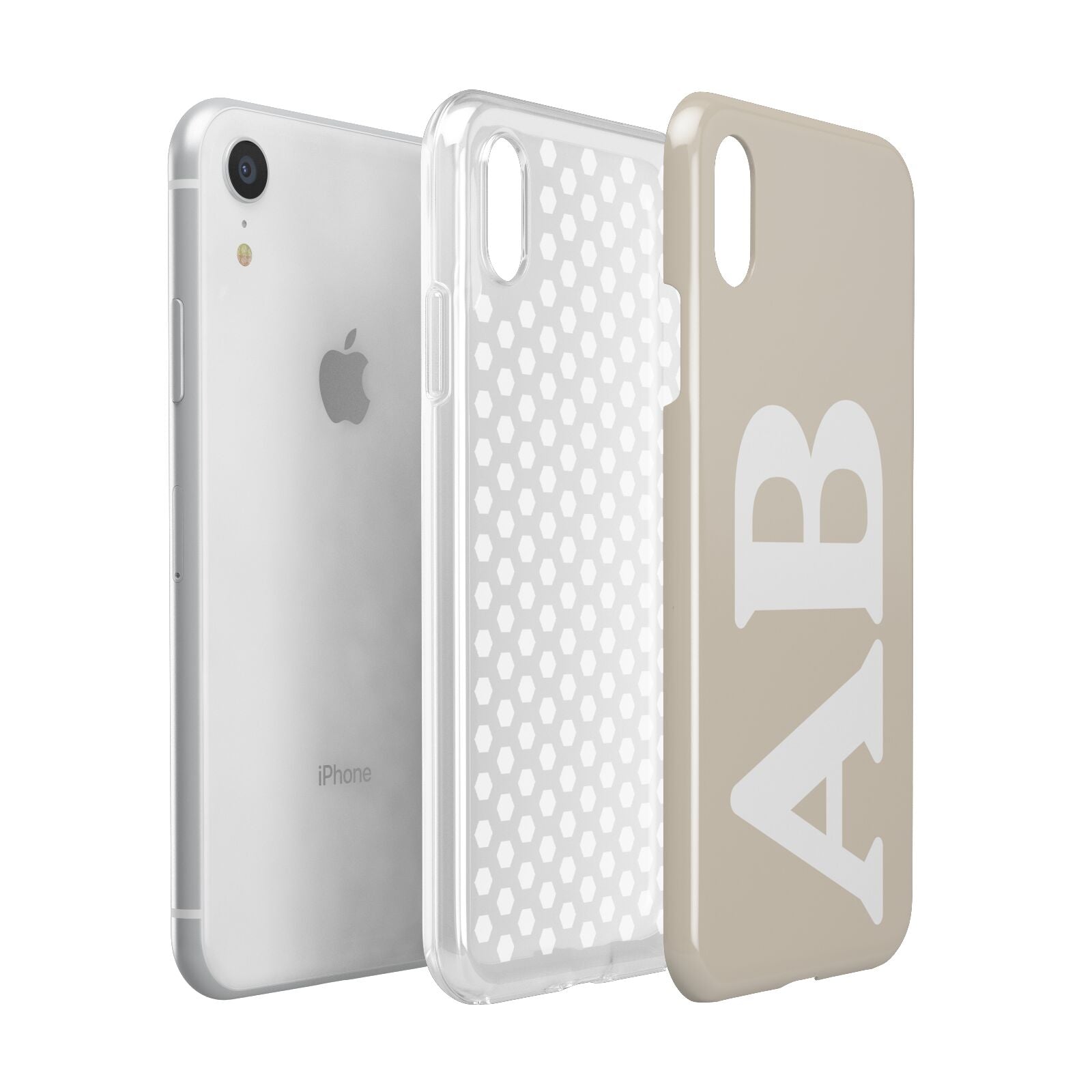 Initials Apple iPhone XR White 3D Tough Case Expanded view