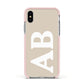 Initials Apple iPhone Xs Impact Case Pink Edge on Silver Phone