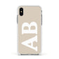 Initials Apple iPhone Xs Impact Case White Edge on Silver Phone