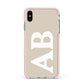 Initials Apple iPhone Xs Max Impact Case Pink Edge on Silver Phone