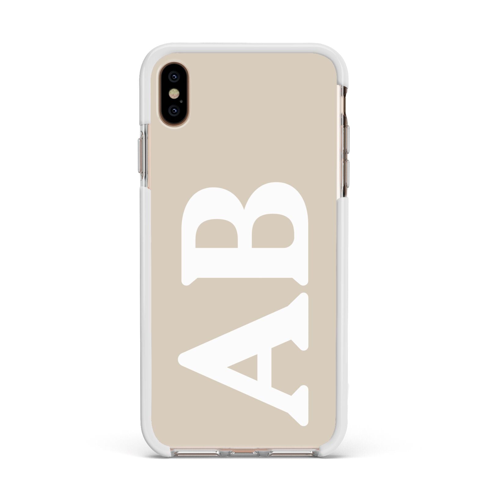 Initials Apple iPhone Xs Max Impact Case White Edge on Gold Phone
