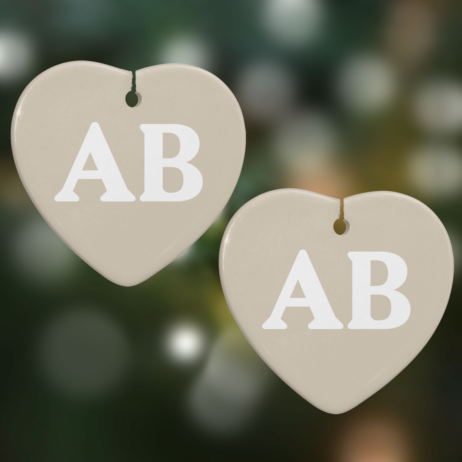 Initials Heart Decoration on Christmas Background