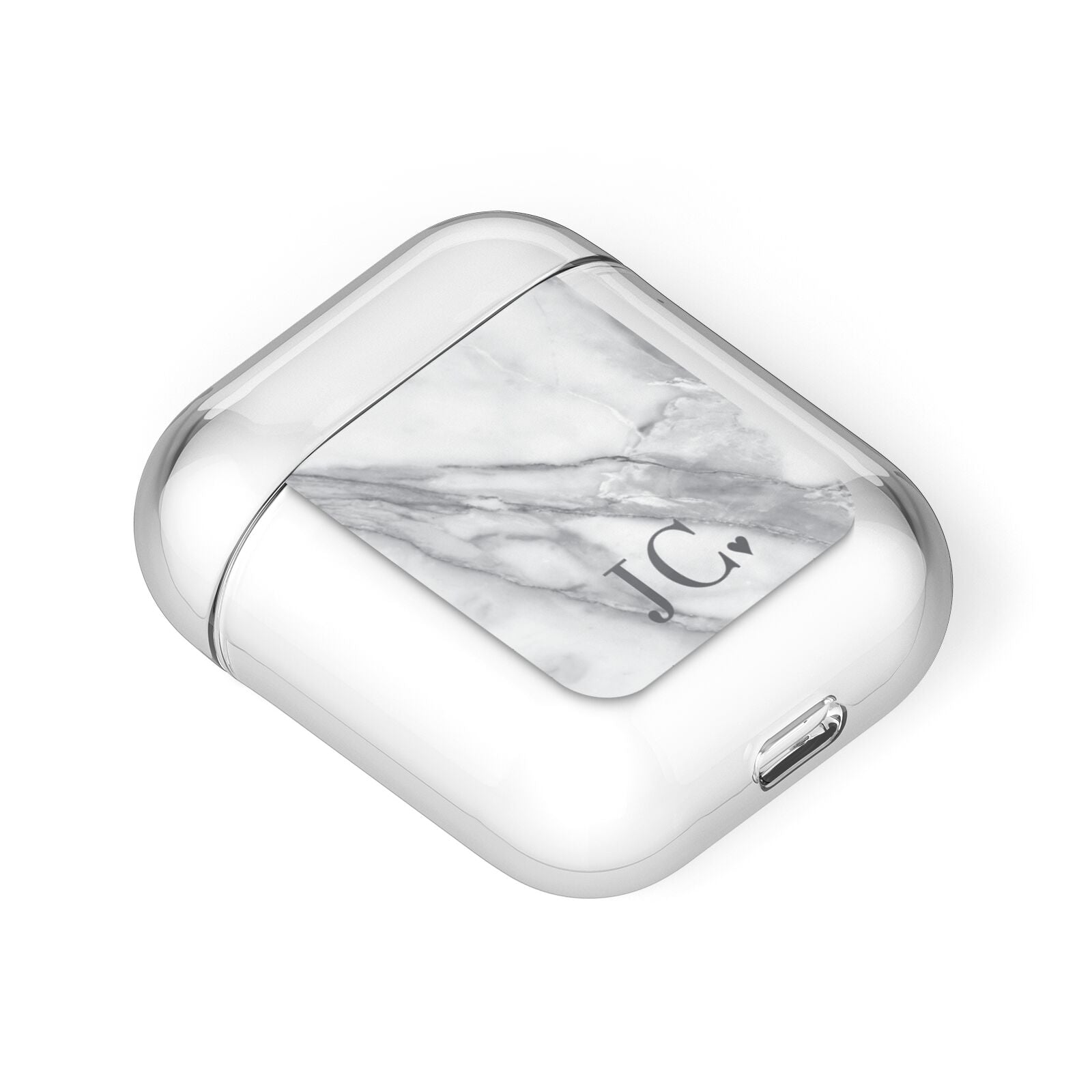 Initials Love Heart AirPods Case Laid Flat