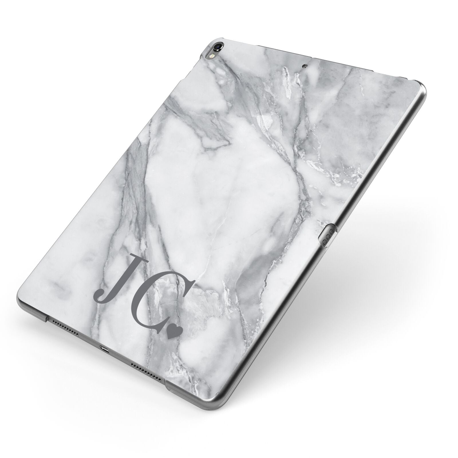Initials Love Heart Apple iPad Case on Grey iPad Side View