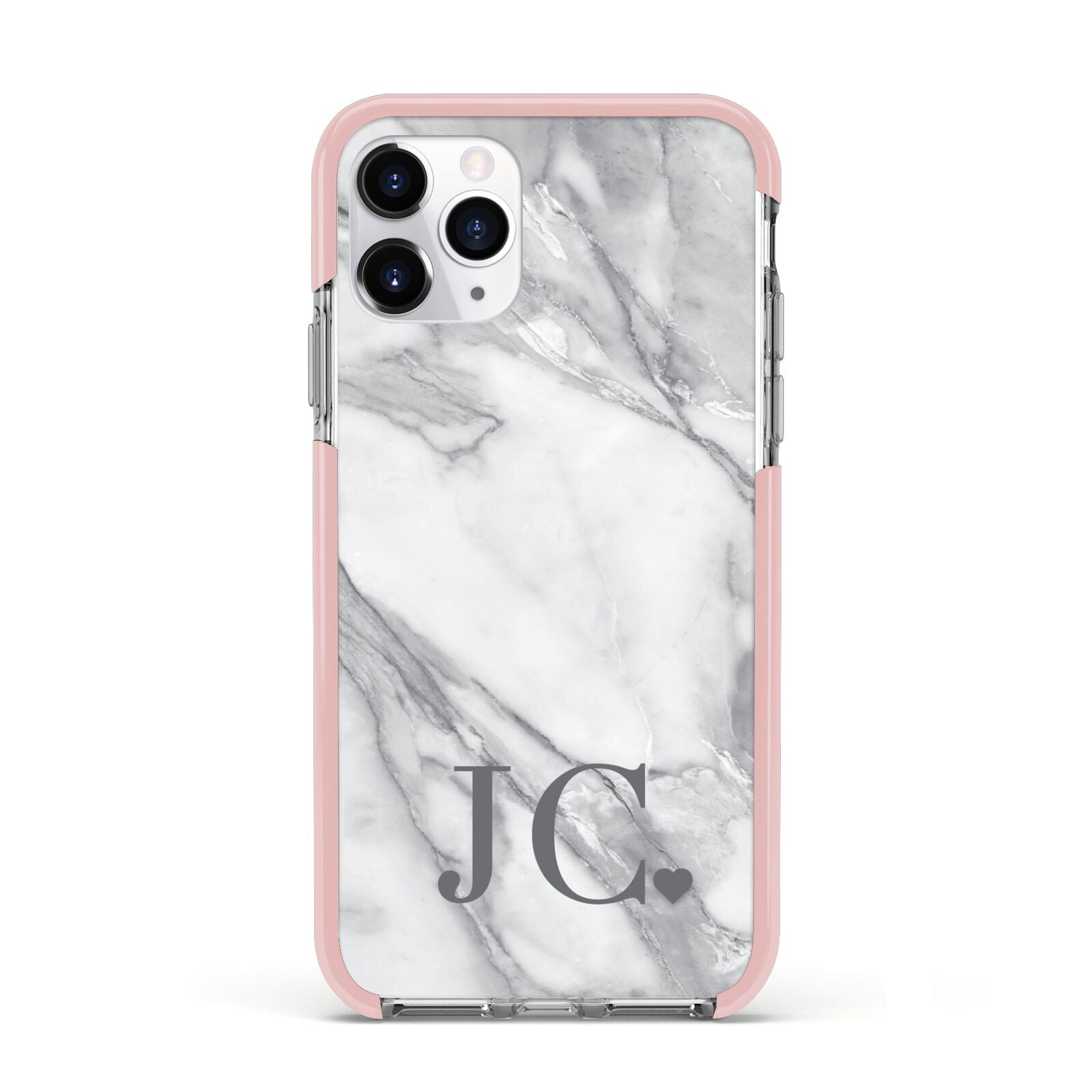 Initials Love Heart Apple iPhone 11 Pro in Silver with Pink Impact Case