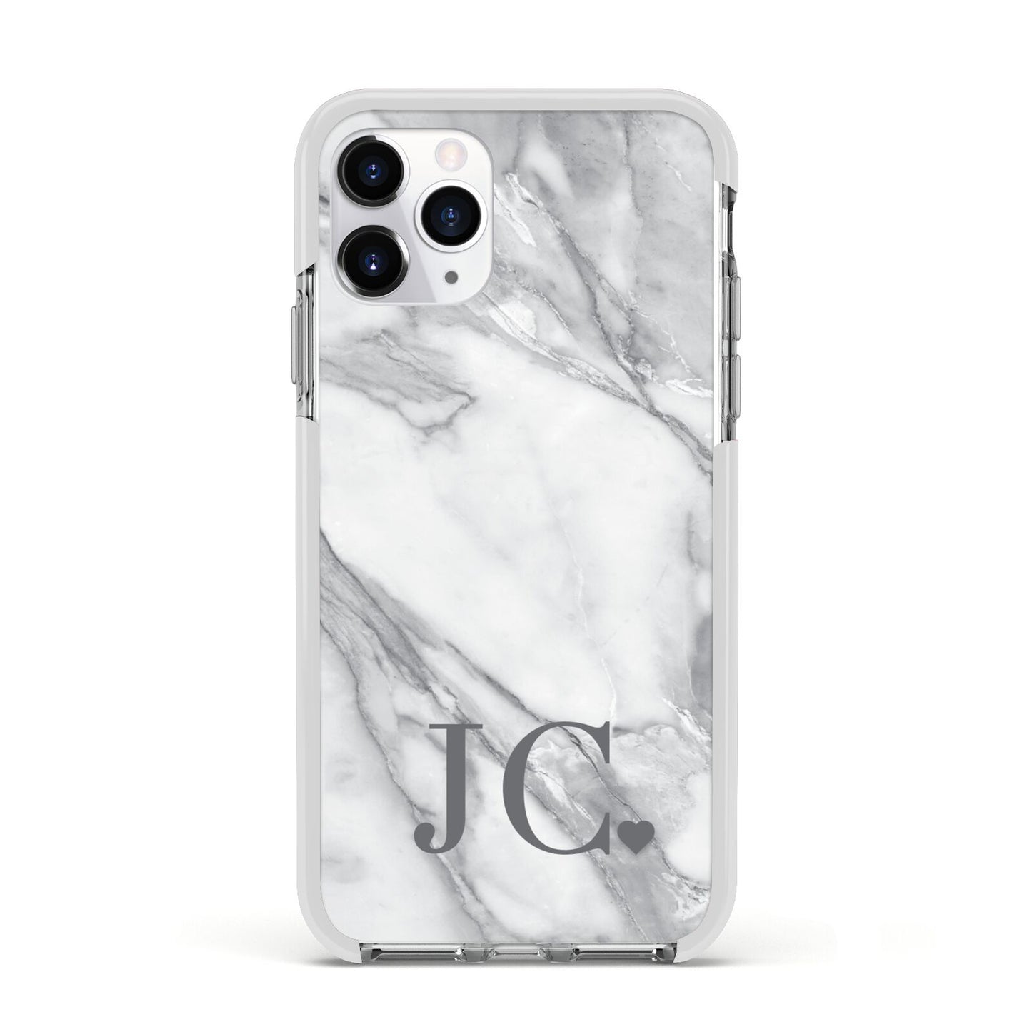 Initials Love Heart Apple iPhone 11 Pro in Silver with White Impact Case