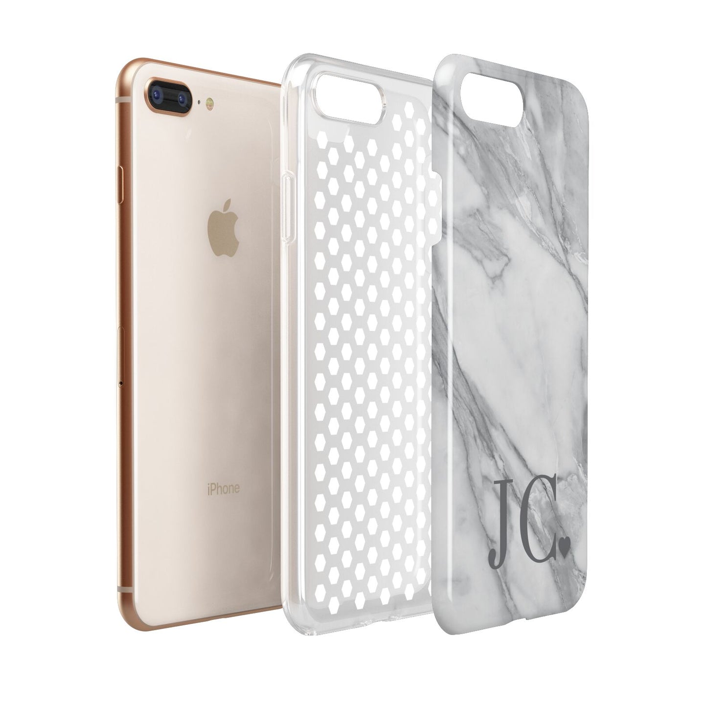 Initials Love Heart Apple iPhone 7 8 Plus 3D Tough Case Expanded View