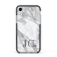 Initials Love Heart Apple iPhone XR Impact Case Black Edge on Silver Phone