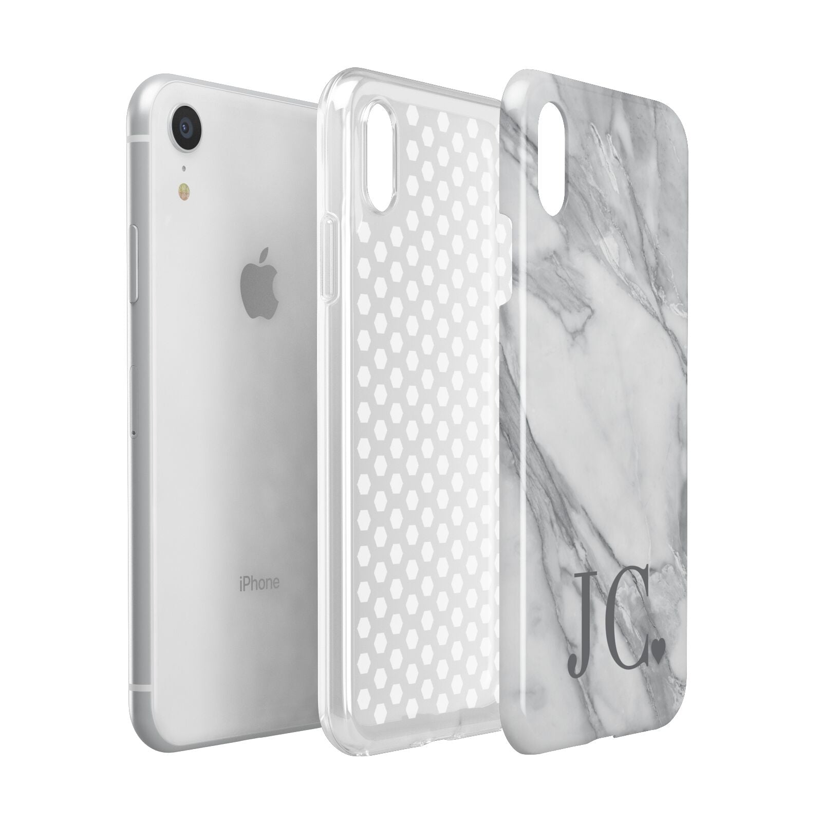 Initials Love Heart Apple iPhone XR White 3D Tough Case Expanded view