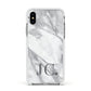 Initials Love Heart Apple iPhone Xs Impact Case White Edge on Silver Phone