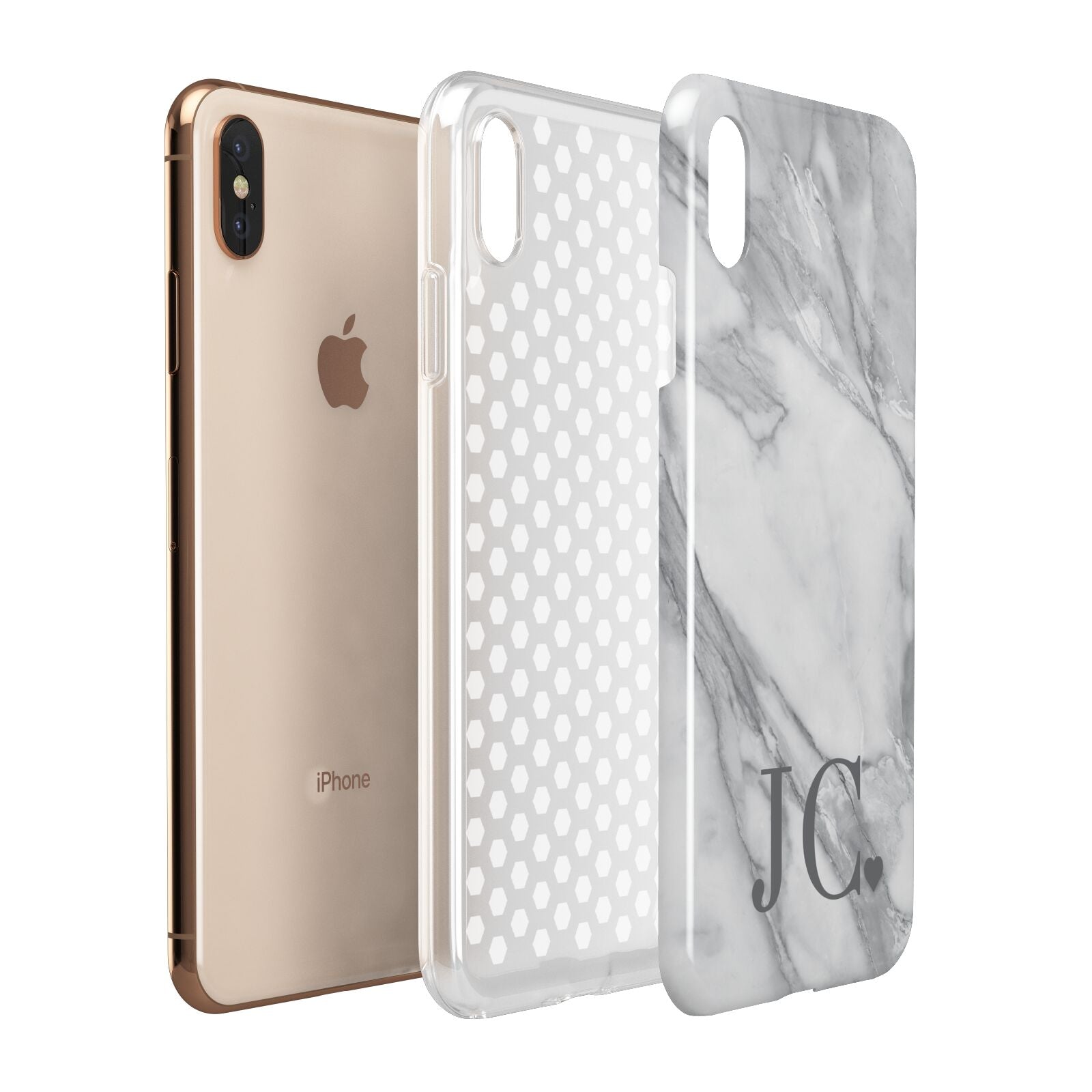 Initials Love Heart Apple iPhone Xs Max 3D Tough Case Expanded View