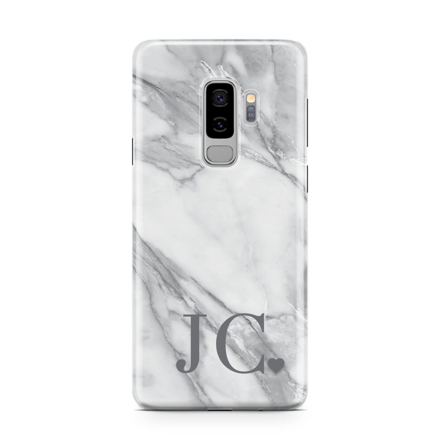 Initials Love Heart Samsung Galaxy S9 Plus Case on Silver phone