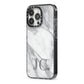 Initials Love Heart iPhone 13 Pro Black Impact Case Side Angle on Silver phone