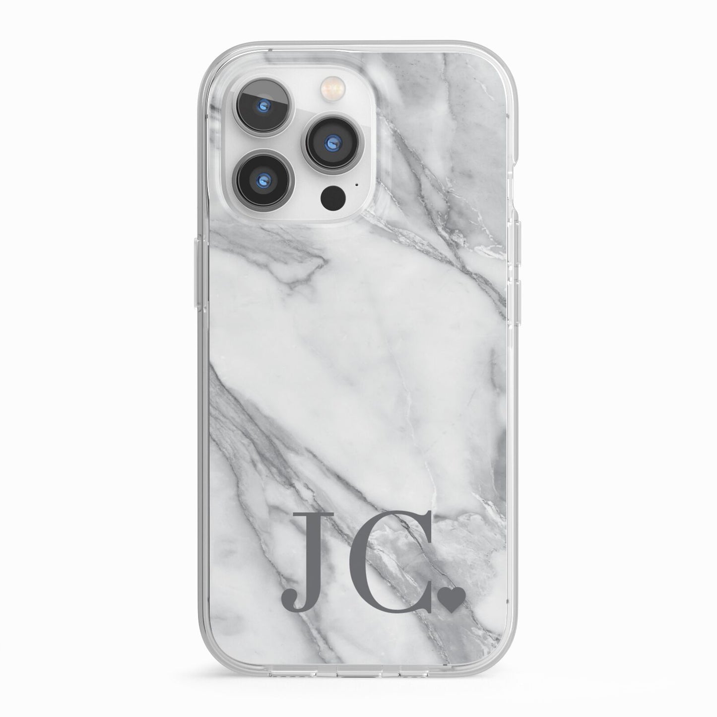 Initials Love Heart iPhone 13 Pro TPU Impact Case with White Edges