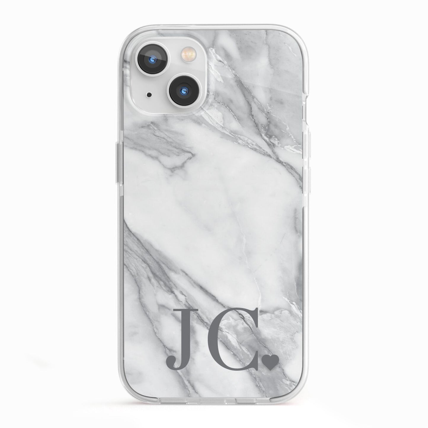 Initials Love Heart iPhone 13 TPU Impact Case with White Edges