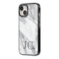 Initials Love Heart iPhone 14 Black Impact Case Side Angle on Silver phone