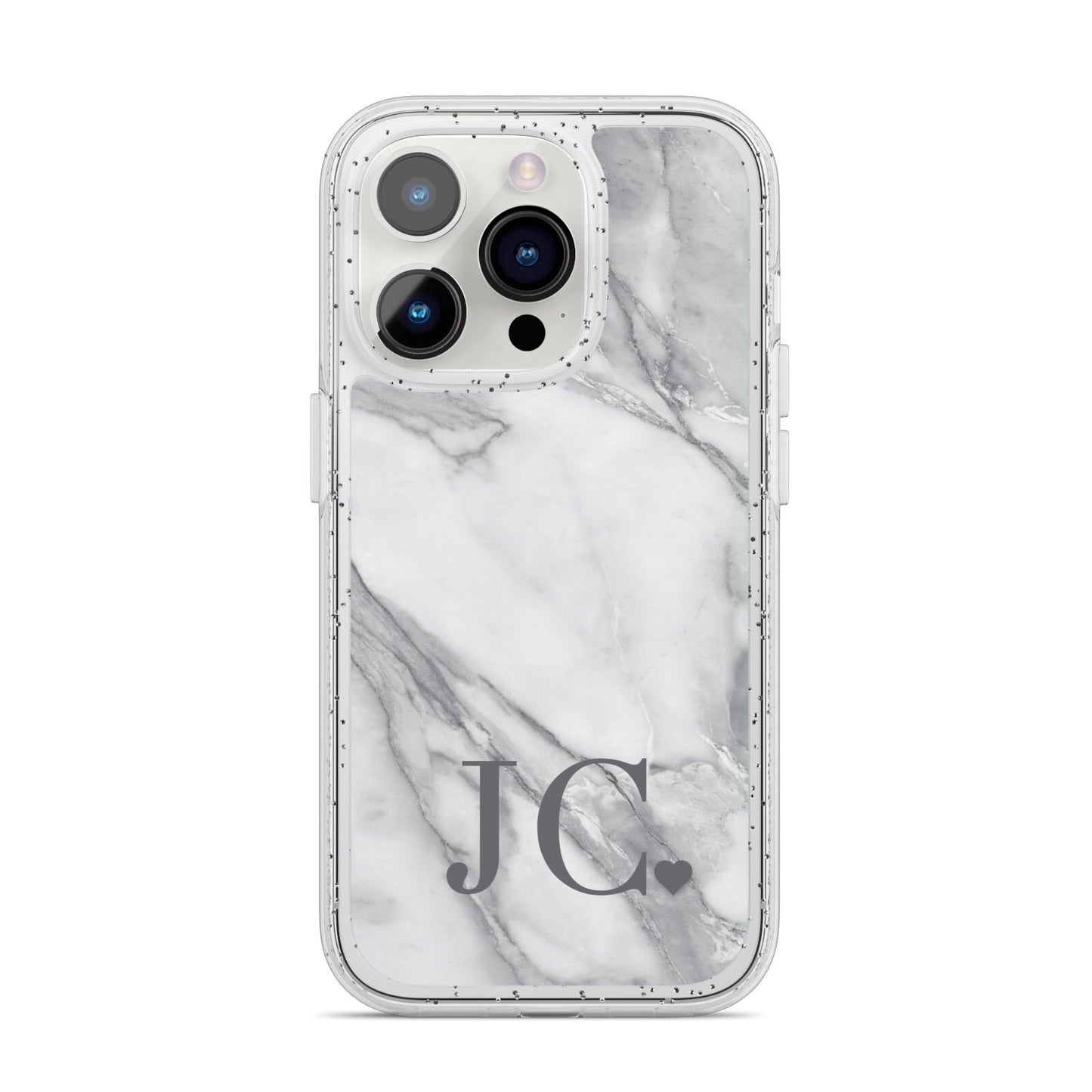 Initials Love Heart iPhone 14 Pro Glitter Tough Case Silver